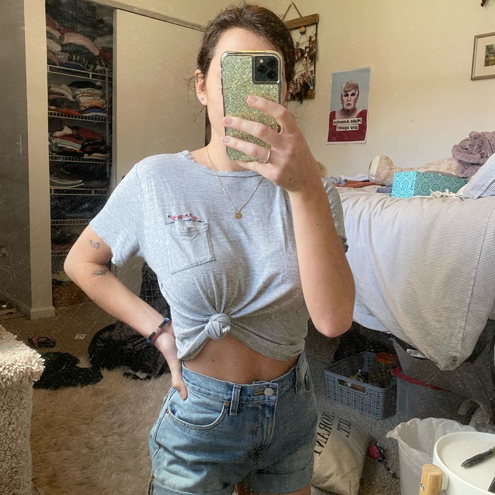 Super soft cropped pocket tee
